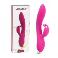 Rabbit Vibrator, 9 Vibrating Functions on Shaft & 9 Rabbit Ears Clitoral Functions, Rechargeable, Silicone, PINK